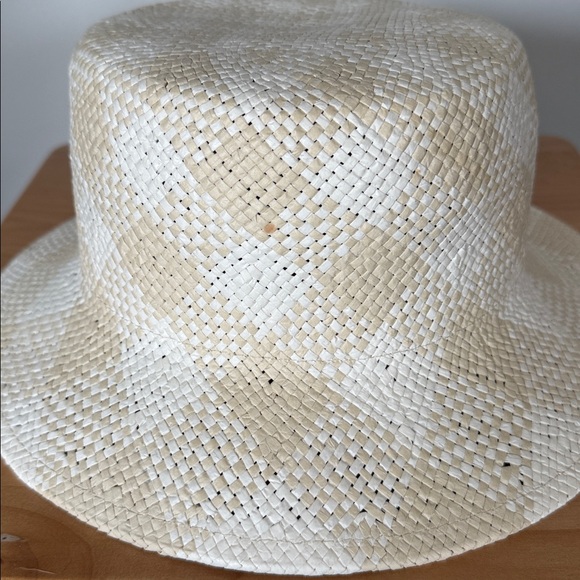 NWT J.Crew Factory Ivory & Beige Gingham Checkered Bucket Hat Size Med / Large - Picture 13 of 17